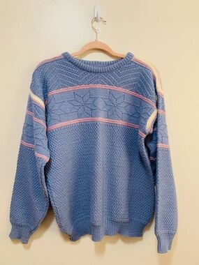 Dale of Norway Baby Blue Wool snowflake Crewneck Sweater size medium